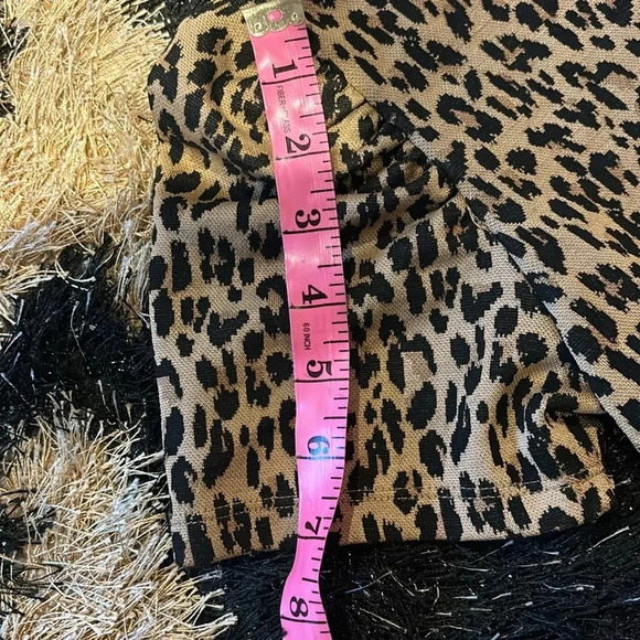 ZARA Mock Neck short Sleeve knit Leopard print top Sz Large - Picture 7 of 10